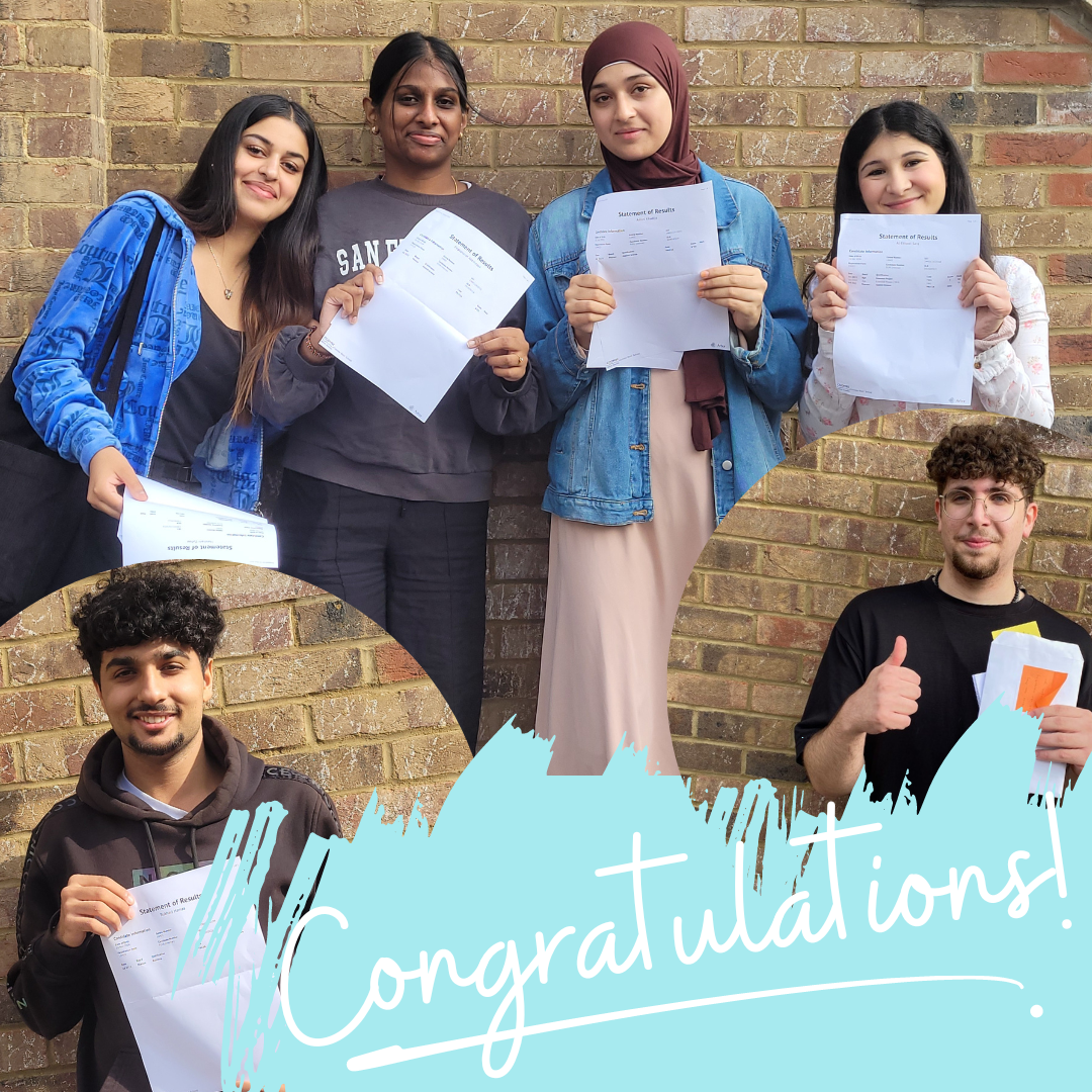 Photo of some of our students holding their results documents